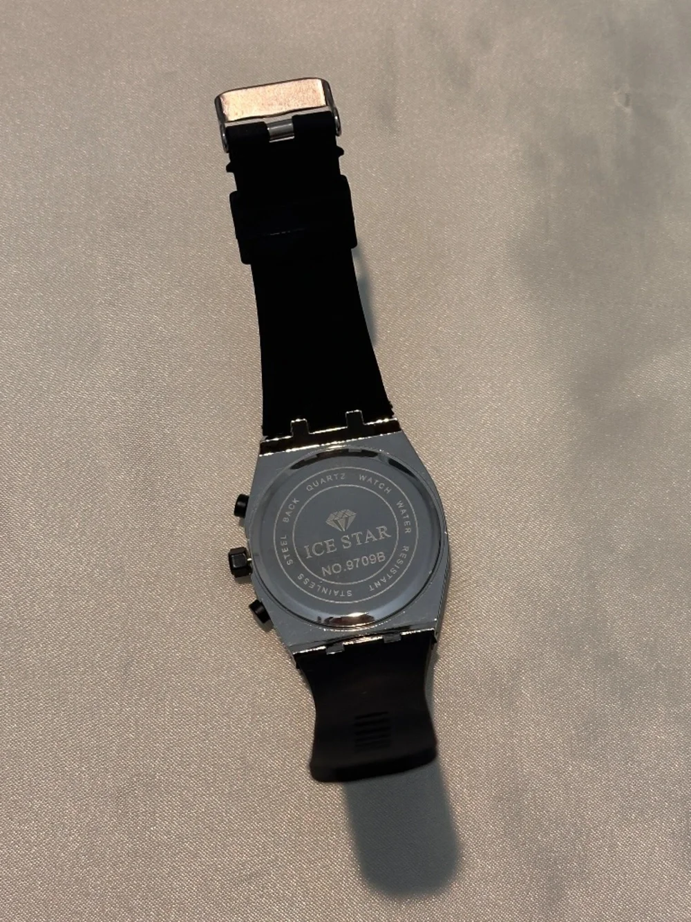 Ice Star Rhinestone Statement Watch Black Silicone Band Working